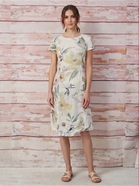 NEW Scapa Cream Floral Linen Sheath Dress